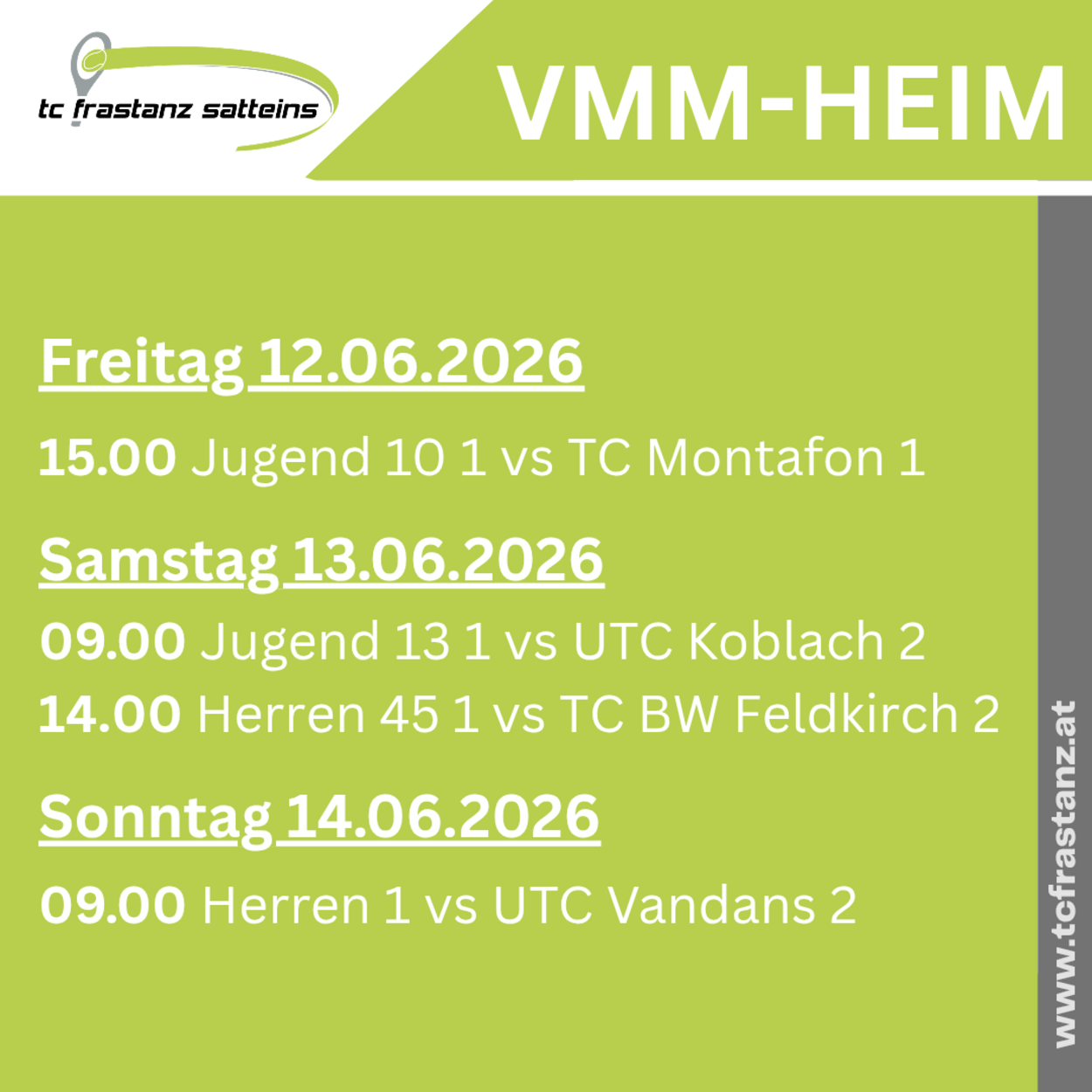 Die Termine der 5. Runde VMM