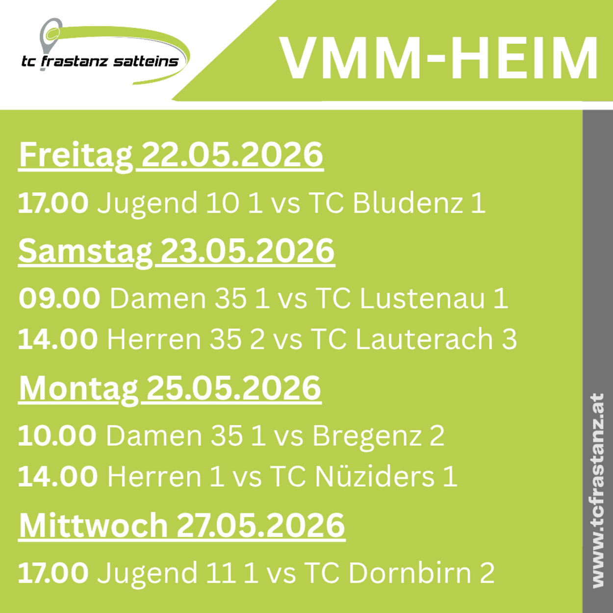 Die Termine der 3. Runde VMM