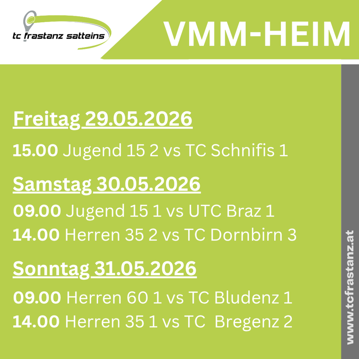 Die Termine der 4 Runde VMM